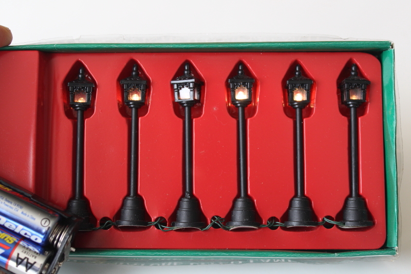 photo of miniature street lights for Christmas village, vintage battery power lamps #7