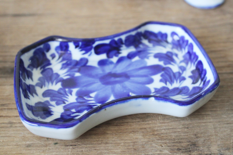 photo of miniature tea set doll dishes, vintage Delft style hand painted blue & white china  #5