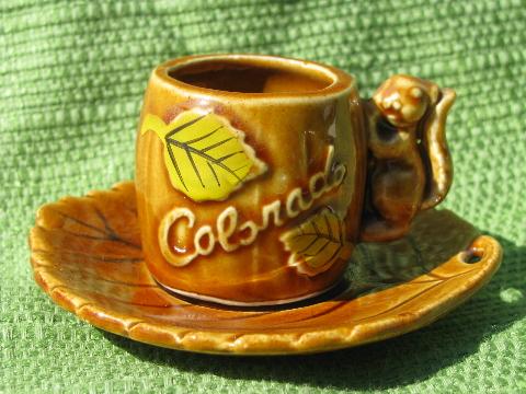 photo of miniature vintage Japan state souvenir cups, Minnesota & Colorado #2