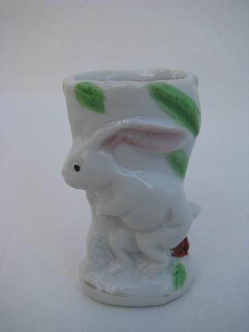 photo of miniature vintage made in Japan china figural vase, tiny bunny #1