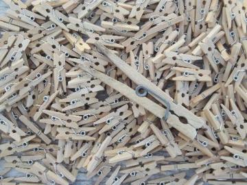 catalog photo of miniature wooden clothespins, tiny working spring type wood clothespins