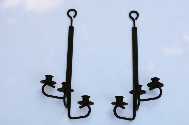 photo of minimalist mod vintage black iron wall sconces for candles, simple modern style #1