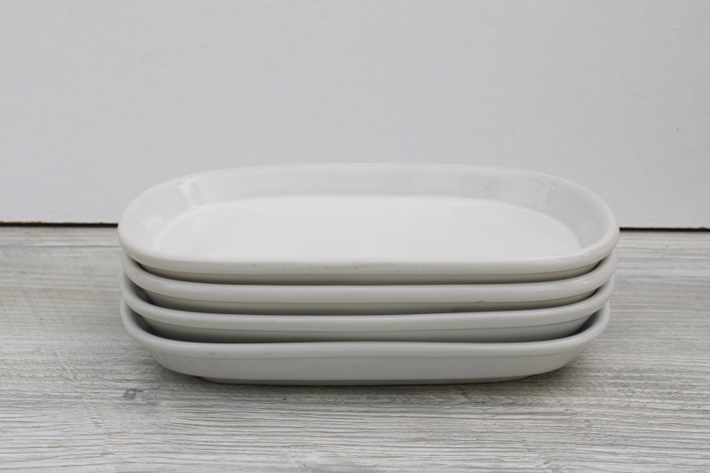 photo of minimalist mod vintage design oblong plates, plain white ceramic snack trays, TWA airlines #1