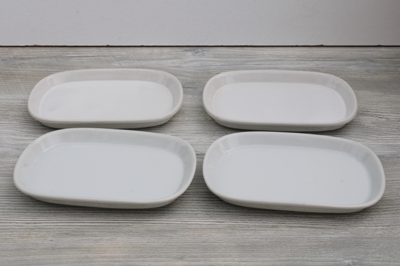 photo of minimalist mod vintage design oblong plates, plain white ceramic snack trays, TWA airlines #5