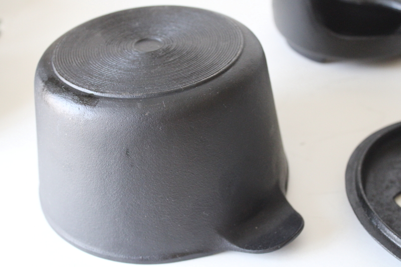 photo of minimalist modern Dansk cast iron fondue set, pot w/ stand & burner cup w/ lid #4