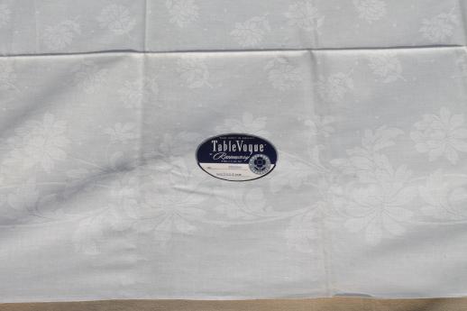 photo of mint condition vintage Roanoke pattern cotton damask tablecloth, Rosemary label #6