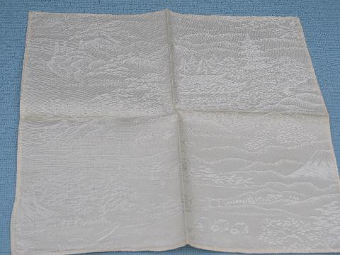 photo of mint condition vintage rayon damask table linens, tablecloth & napkins #4