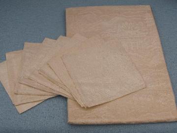 catalog photo of mint condition vintage rayon damask table linens, tablecloth & napkins