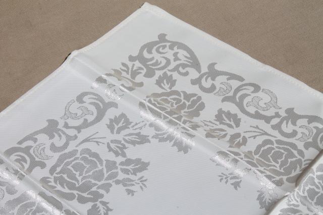 photo of mint condition vintage rayon silk damask dinner napkins, set of 8 w/ original labels #5