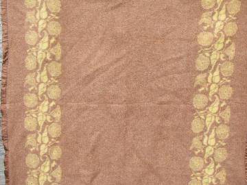 catalog photo of mint condition vintage reversible pure wool blanket gold/brown pattern