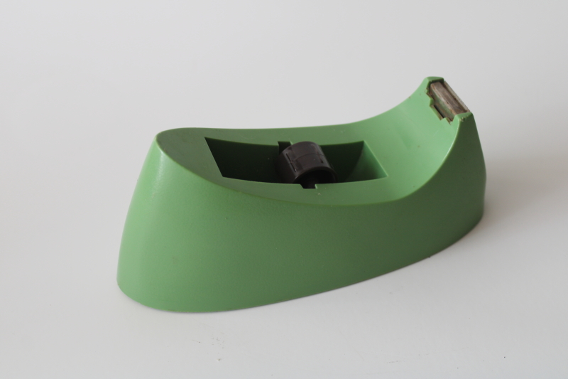 photo of mint green vintage Scotch tape dispenser, heavy weighted plastic original jade color 60s 70s retro!  #5