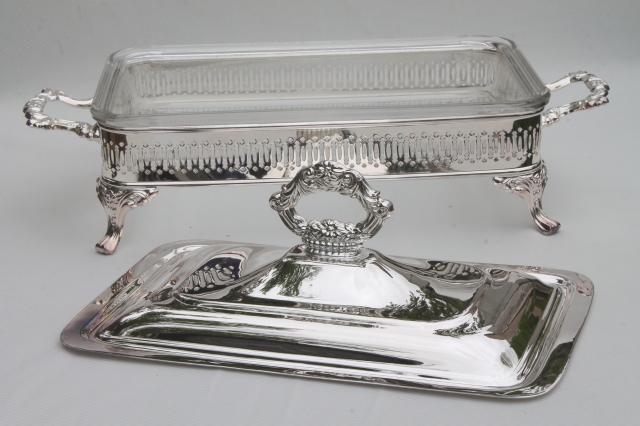 photo of mint in box Oneida silver plate buffet server chafing dish, warming stand w/ pan #2