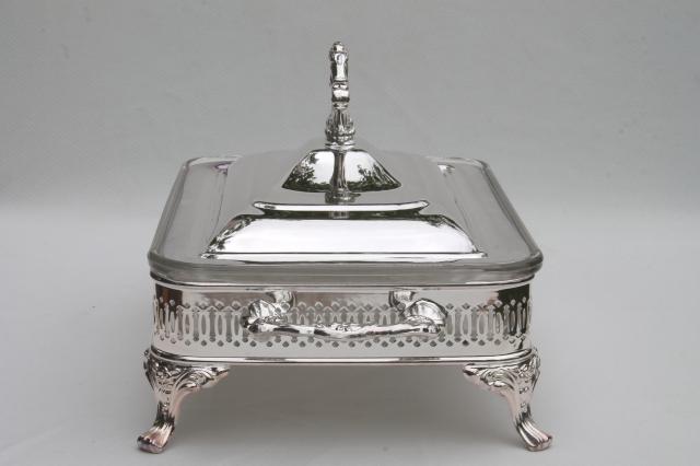 photo of mint in box Oneida silver plate buffet server chafing dish, warming stand w/ pan #8