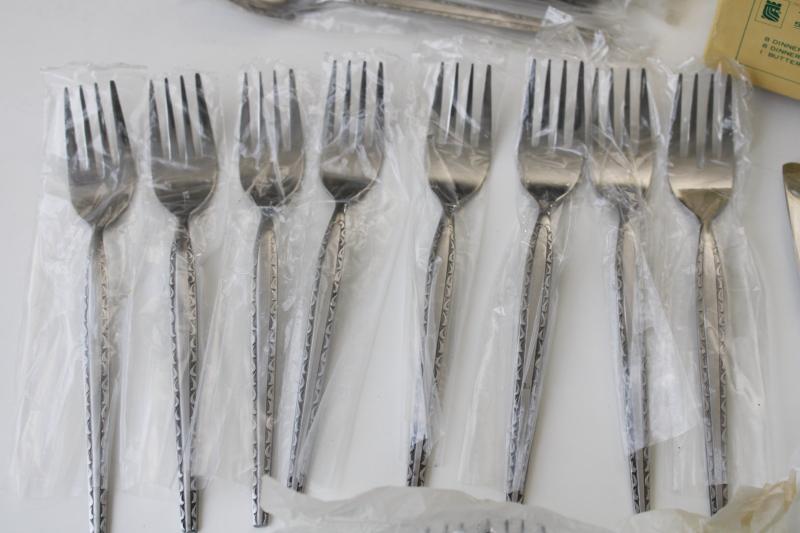 photo of mint in box mid-century mod vintage stainless flatware set, Ensenada Stanley Roberts  #10