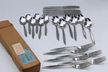 catalog photo of mint in box mod vintage set Wm Rogers stainless flatware Bermuda pattern service for 6