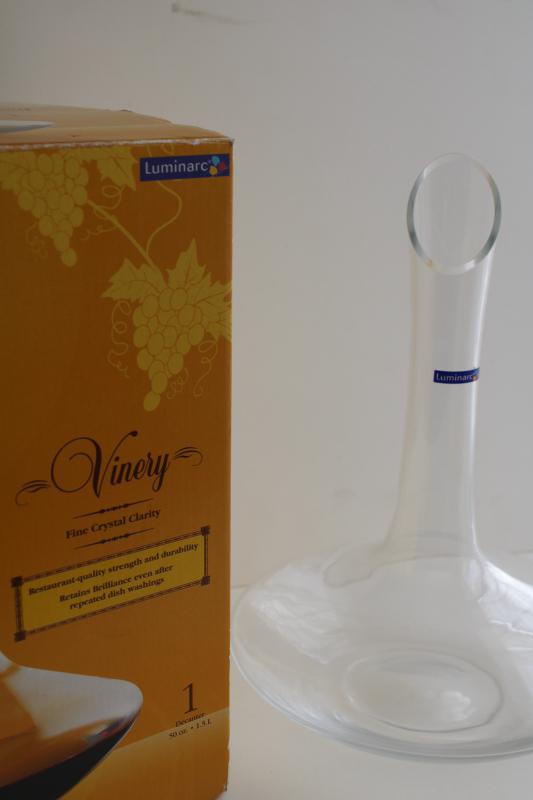 photo of mint in box vintage Luminarc French glass wine decanter Vinery Cristal d/Arques #3