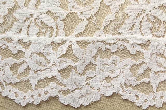 photo of mint in box vintage nylon white lace tablecloth, 60s Parisian Lady Fifth Ave label #5