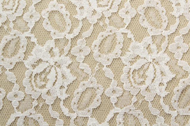 photo of mint in box vintage nylon white lace tablecloth, 60s Parisian Lady Fifth Ave label #6