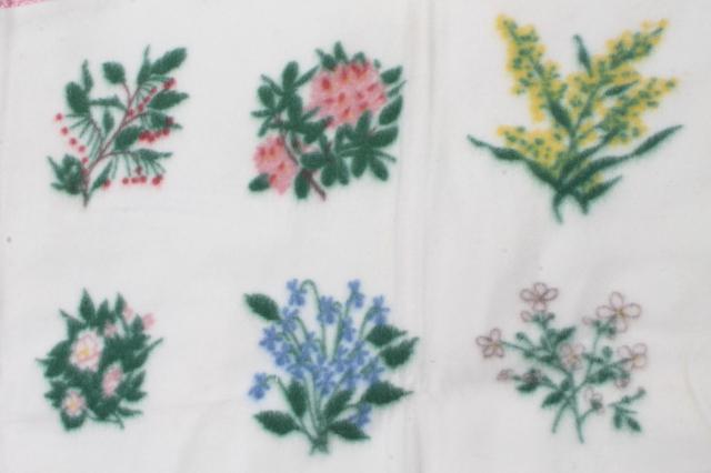 photo of mint vintage Golden Dawn bed blanket, state flower album quilt print rayon plush #2