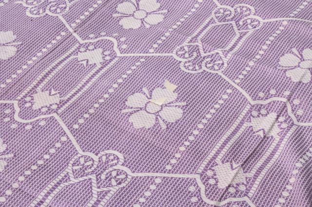 photo of mint vintage lavender floral bedspread, summer weight cotton coverlet #2