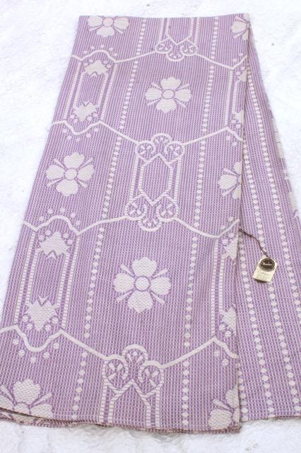 photo of mint vintage lavender floral bedspread, summer weight cotton coverlet #6