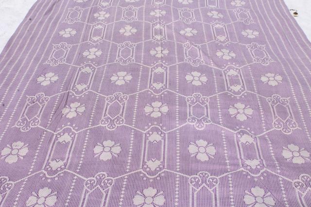 photo of mint vintage lavender floral bedspread, summer weight cotton coverlet #7