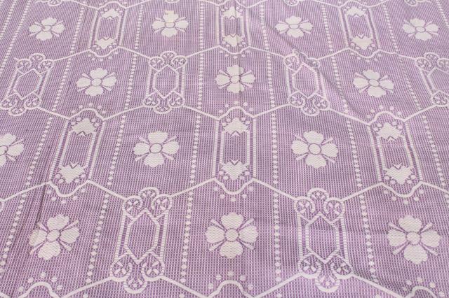 photo of mint vintage lavender floral bedspread, summer weight cotton coverlet #9