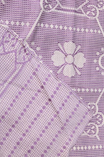 photo of mint vintage lavender floral bedspread, summer weight cotton coverlet #13