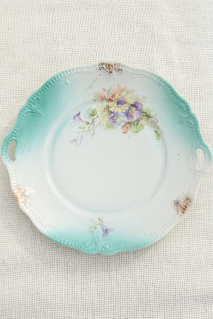 photo of mismatched antique vintage china plates w/ different patterns, flowers &  bouquets #2