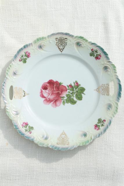 photo of mismatched antique vintage china plates w/ different patterns, flowers &  bouquets #5