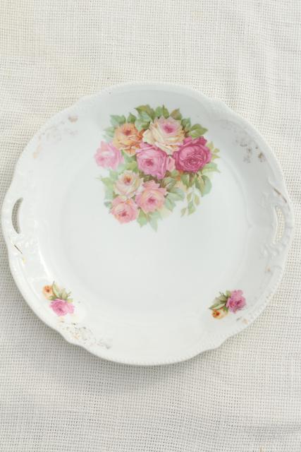 photo of mismatched antique vintage china plates w/ different patterns, flowers &  bouquets #9