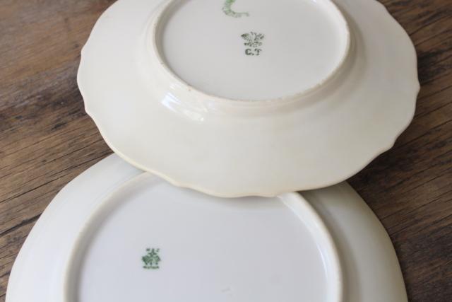 photo of mismatched old roses painted cake plates & serving trays, vintage tea table china #18