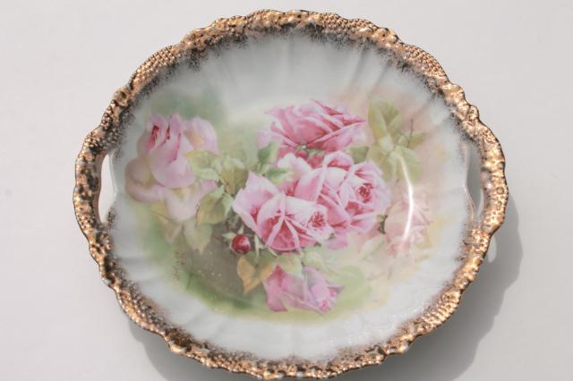 photo of mismatched vintage china, antique plates w/ shabby roses & floral bouquets #2