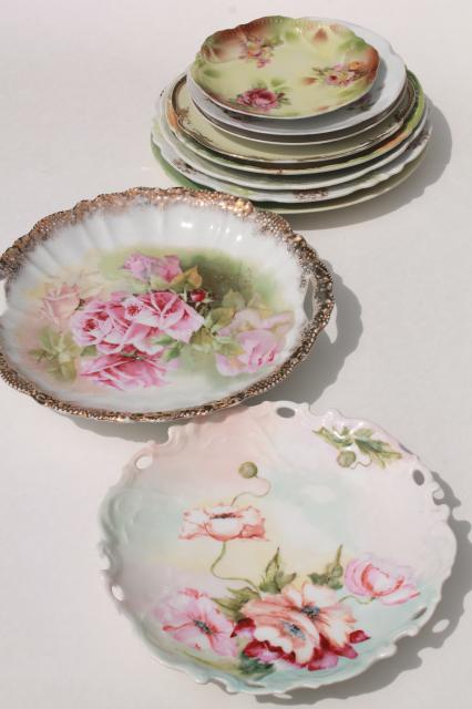 photo of mismatched vintage china, antique plates w/ shabby roses & floral bouquets #8