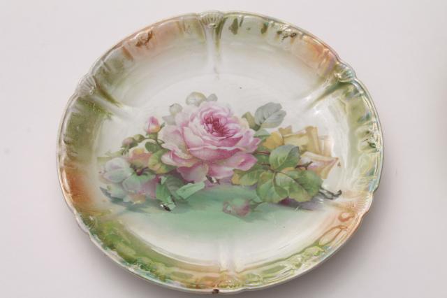 photo of mismatched vintage china, antique plates w/ shabby roses & floral bouquets #9