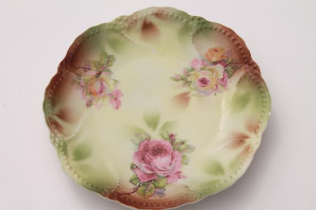 photo of mismatched vintage china, antique plates w/ shabby roses & floral bouquets #13