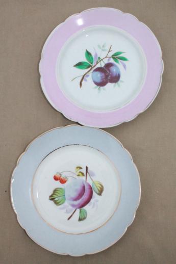 photo of mismatched vintage china plates with hand-painted fruit, pretty pastel colors #2