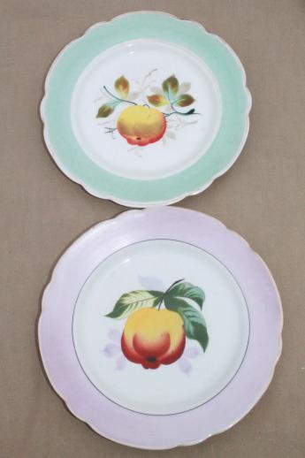 photo of mismatched vintage china plates with hand-painted fruit, pretty pastel colors #3