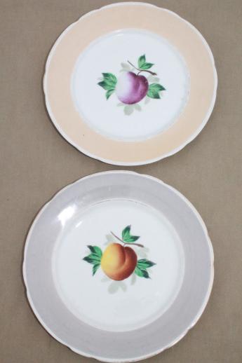 photo of mismatched vintage china plates with hand-painted fruit, pretty pastel colors #4