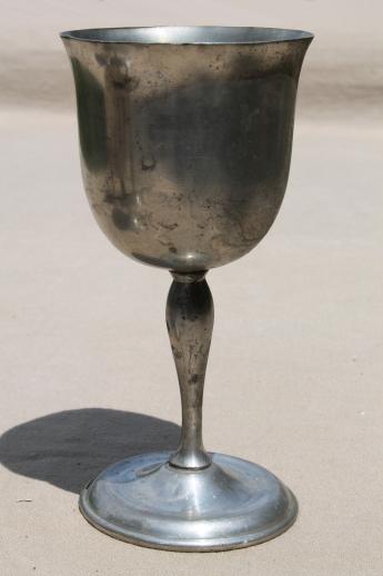 photo of mixed lot antique & vintage pewter goblets, medieval style banquet table wine glasses #4