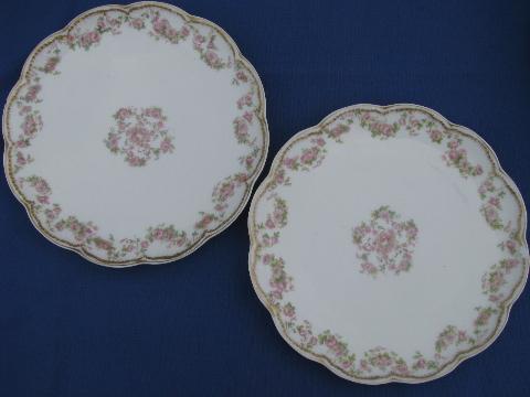 photo of mixed lot old rose floral antique china plates, Limoges, Bavaria, etc #2