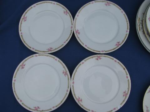 photo of mixed lot old rose floral antique china plates, Limoges, Bavaria, etc #4