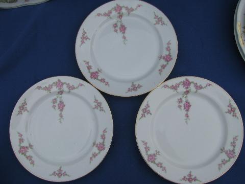 photo of mixed lot old rose floral antique china plates, Limoges, Bavaria, etc #5