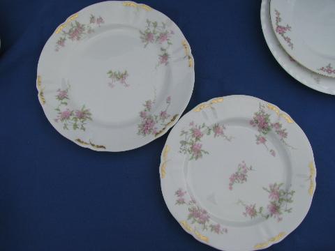 photo of mixed lot old rose floral antique china plates, Limoges, Bavaria, etc #7