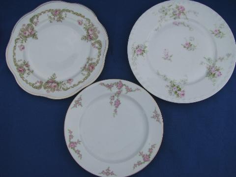 photo of mixed lot old rose floral antique china plates, Limoges, Bavaria, etc #8