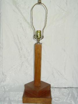 catalog photo of mod 60's wood table lamp, mid-century retro!