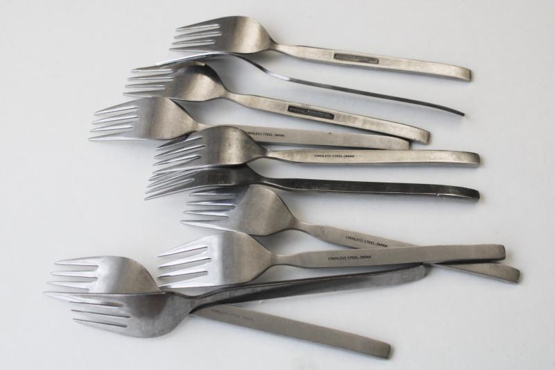 photo of mod 70s vintage Mexicali Rose Interpur Japan stainless flatware, 10 salad forks #5