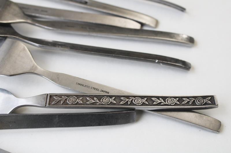 Eldan ELD11 Stainless Steel Flatware Set - Mexicaly/Mexicali Rose Pattern, Japan, Satin Handle, Used