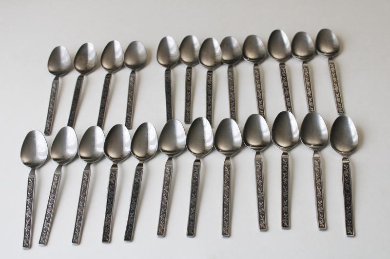 photo of mod 70s vintage Mexicali Rose Interpur Japan stainless flatware, 24 tea spoons  #1