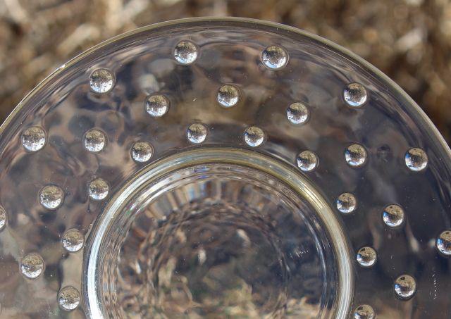 photo of mod dots vintage crystal clear glass salad plates, punty pattern hobnail glass #7